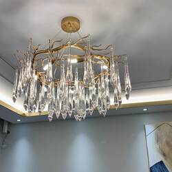 Postmodern light luxury chandelier dining room crystal lamp bedroom personalized branch Nordic French living room American chandelier