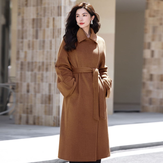 
Yuerong Windsor Princess Slim 2025 New Single-sided Lined 100% Pure Cashmere Coat Women's Mid-length