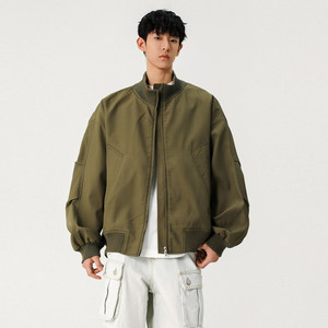 
SHAPOES spring and autumn boys' American stand-up collar flight jacket men's trendy brand loose casual baseball uniform