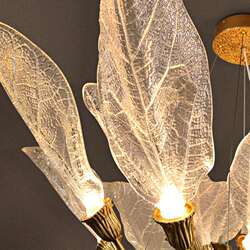 Full copper light luxury branch chandelier postmodern living room designer villa luxury personality creative leaf lighting fixture