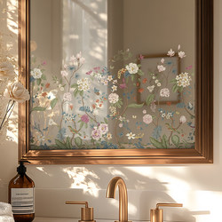 French-Style Chinese Mirror Decoration Electrostatic Adhesive-Free Stickers for Bedroom Flowers and Birds Plants Translucent Window Film with a High-End Feel