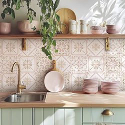 French Retro Kitchen Wall Oil-Proof Stickers Stove High Temperature Resistant Tiles Decorative Wall Stickers Waterproof Bathroom Decoration