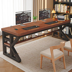 Solid Wood Computer Desk for Bedroom, Rectangular Workbench, Office Study Desk, Desktop Gaming Desk, Double Desk
