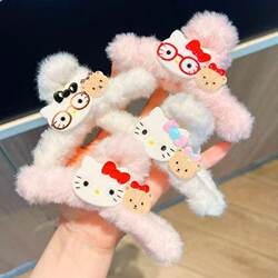2025 New Autumn and Winter Cute Plush Kt Double-Sided Cat Cartoon Girl Sweet Shark Hair Accessory Hair Clip Claw Clip