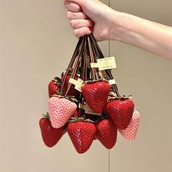 Strawberry Car Pendant 2025 New Model for Girls, High-End Rearview Mirror Car Hanging Ornament, Bag Keychain Decoration