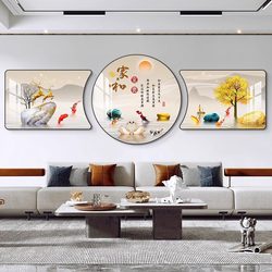 Sofa Background Wall Hanging Painting with a Painter and Wealth Symbol, Light Luxury Triptych, New High-End and Elegant Living Room Decorative Painting