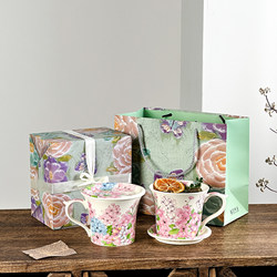 Ins-Style Coffee Cup, High-Looking Ceramic Mug with Lid, Pink Cherry Blossom Water Cup, Birthday Gift for Girls