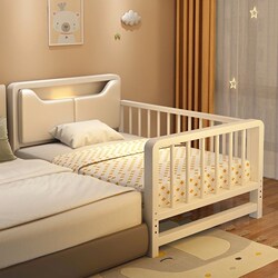 Children's Wrought Iron Bed with a Spliced Crib Side, Widened Guardrail for Babies, Children's Bed, Single Bed, Adjustable Height, Thickened Small Bed