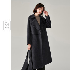 
2025 winter double lapel wool coat mid-length woolen coat temperament casual double-sided woolen coat for women
