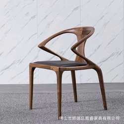 Creative ash wood backrest casual dining chair, light and simple, solid wood chair for office and guest use, cafe with armrests