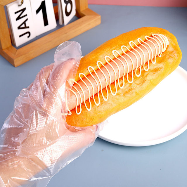 100 food disposable gloves to eat lobster durable thickened PVC food, catering PE plastic home small bag