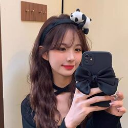 Zhang Yufei Panda Hair Accessories Headband Hairpin Hair Tie Cartoon Cute Children's Hair Clip Black and White Teddy Bear Doll Hair Rope