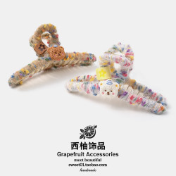 Autumn and Winter New Cute Cartoon Bear Hair Clip Sweet Girl Hairpin Polka Dot Yarn Shark Clip Hairpin