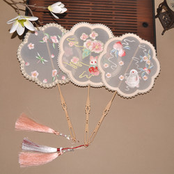 Children's Dance Fan, Embroidered Round Fan, Traditional Chinese Style Hanfu Fan, Suzhou Su Embroidery Hanfu Fan, Chinese Round Fan, Children's Day Gift