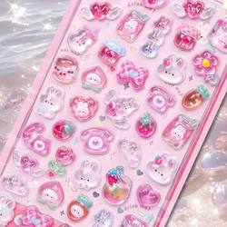 3D Stereo Kidsren's Stickers, Girls' Embossed Stickers, Crystal Stickers, Cute Guka Stickers, Mobile Phone Decoration, Small Pattern Gems