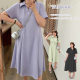 Large size fat mm age-reducing Polo collar dress 2024 summer new lady waist slimming A-line skirt 210199