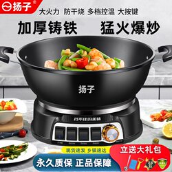Yangzi Electric Wok for Home Use, Multifunctional Steaming, Cooking, Frying, and Stewing Electric Pot, Integrated Electric Hot Pot, Cast Iron Cooking Pot, Non-Stick Pan