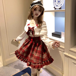 Sweet and Girly Plaid Dress for Petite Women with Bowknot and Ruffles, a Cute Christmas Outfit with an Atmospheric Vibe
