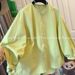 Plus Size 150kg Pure Cotton High-End and Super Nice-Looking Round Neck Long-Sleeved Shirt for Women Spring and Summer New Loose and Chic Shirt
