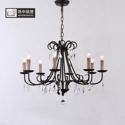 Decorated in Xiaochu, American country living room chandelier, simple and personalized branch-shaped villa restaurant hall, retro crystal lamp