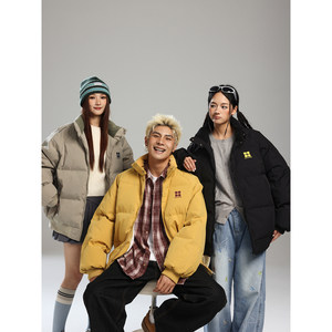 
MANYSTON American stand-collar cardigan cotton coat men's winter warm cotton coat couple's loose bread coat