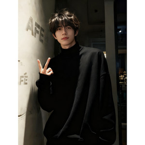 
Half turtleneck double-sided German velvet bottoming shirt, mature and stable men's velvet inner long-sleeved T-shirt, American style right-shoulder sweatshirt