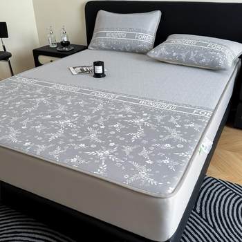 2025 new Class A maternal and infant grade jacquard ice silk mat three-piece set for summer machine-washable soft mat sheet hat