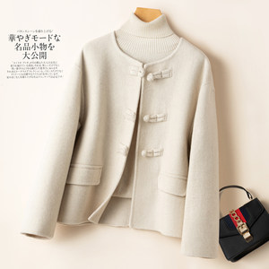 Autumn and winter double-sided cashmere coat for women short round neck Korean small fragrance style thickened Chinese style small wool wool jacket