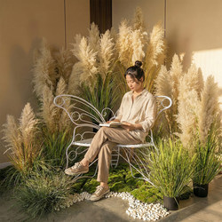 Biomimetic Plants, Natural Reeds, Artificial Flowers, Foxtail Grass, Indoor High-End Light Luxury Simulated Green Plants, Large Potted Decorative Ornaments