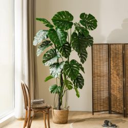 Artificial Monstera Indoor High-End Luxury Decorative Potted Plant Ornament with a Sophisticated Feel, Realistic Plant Floor-Standing Artificial Tree