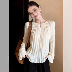 French-Style Chic Pleated Shirt for Women, 2026 New Spring Collection, Unique and Beautiful Blouse