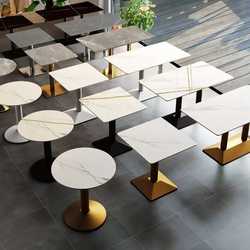 Commercial slate dining table Internet celebrity milk tea shop cafe restaurant hot pot restaurant rectangular table hotel small round table