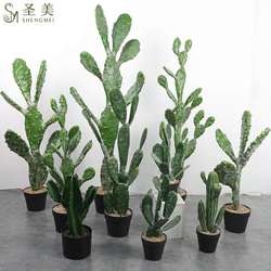 Simulated cactus large tropical fake plants Nordic cactus column fake green plants indoor scene window decoration ornament