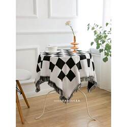 French lace cloth atmospheric black table decoration cloth lace high-end light luxury black and white picnic table mat