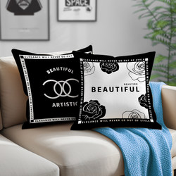 ins Chanel-Style Pillows in Black and White, Simple Nordic Light Luxury, Suitable for Living Room Sofa, Headboard, Customizable Backrest Pillow, Car Use