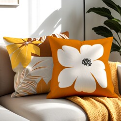 Light Luxury Nordic Pillow, Simple Orange Geometric Living Room Sofa Cushion Cover, Orange Double-Sided Pattern Office Cushion