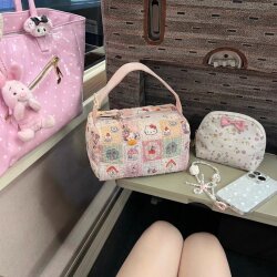 [Travel Essentials] Kt Cosmetic Bag, Large-Capacity Portable Storage Bag, Lightweight Carry-On Handbag for Women When Going Out