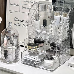 Light Luxury High-End Cosmetics Storage Box, Dust-Proof with Drawers, Large Capacity, Dressing Table Lipstick Organizer, Desktop Storage Rack