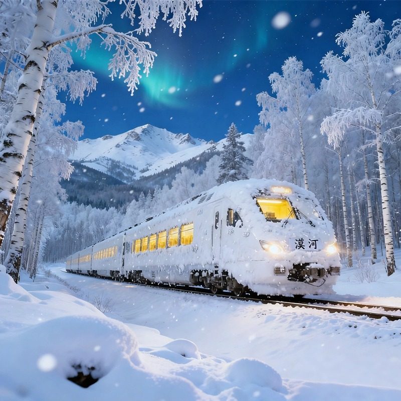 含机票东北长白山哈尔滨旅游雪乡延吉漠河冰雪大世界9天8晚2+1车