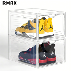 Rmax Shoe Box Acrylic Transparent Sneaker Storage Box Magnetic Foldable Plastic Shoe Cabinet Dormitory Space-Saving Artifact