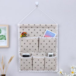 Storage Hanging Bag Internet Celebrity Fabric Hanging Bag Door Wall Cotton and Linen Storage Bag Wardrobe Multi-Functional Mobile Phone Storage Bag