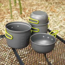 Outdoor pots and cookware set for 2-3 people, portable picnic supplies and equipment, portable non-stick pot and Z thick camping pot set