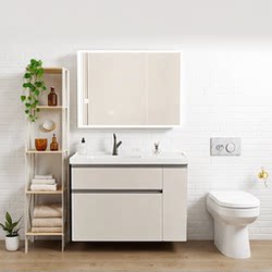 Hui Man 304 Stainless Steel Bathroom Cabinet Set with Integrated Ceramic Basin, Smart Bathroom Vanity Storage Mirror Cabinet