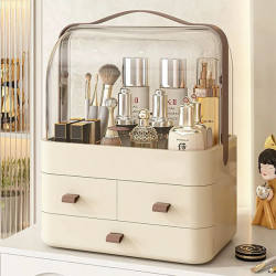 Cosmetics Storage Box Dormitory Desktop Dust-Proof Organizer Dressing Table Skin Care Product Storage Rack with Lid Makeup Box