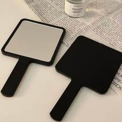 ins Simple Style Handheld Makeup Mirror, Portable Makeup Mirror for Students, High-End Black Hand-Held Mirror with Handle
