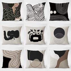 Nordic Light Luxury Sofa Cushion for Living Room, ins Style Line Backrest Pillow Cover for Office, Car, Dormitory