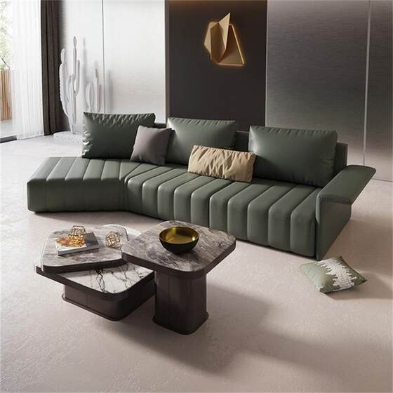 
Italian simple modern modular sofa curved leather art living room model room office business leisure furniture environmental protection