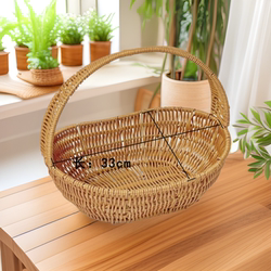 Picnic Basket Ins Outdoor Large Autumn Outing Rattan Storage Basket Trendy Country-Style Hand Basket Shopping Basket Picking Basket