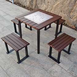Outdoor chessboard table, park chessboard table, one table and four chairs, courtyard table, chess and card table and chair combination, solid wood table and chair combination
