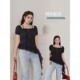 
Korean puff sleeve square collar polka dot suspender short sleeve summer fat mm large size slimming versatile top 63896